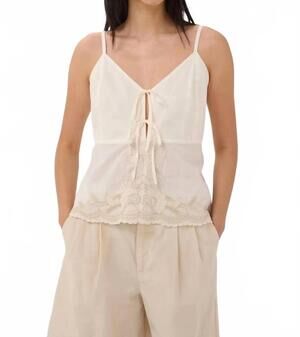 NEW PART TWO french oak embroidered blouse in whisper white